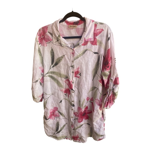 Italian “Tera Bora” 100% Linen Beach Cover-UP Sz. L EUC - Picture 5 of 8